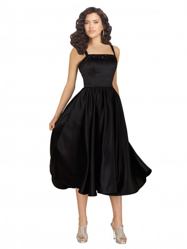 Sleeveless Black A-Line Square Neck Prom Dress / Bridesmaid Dress Lincoln