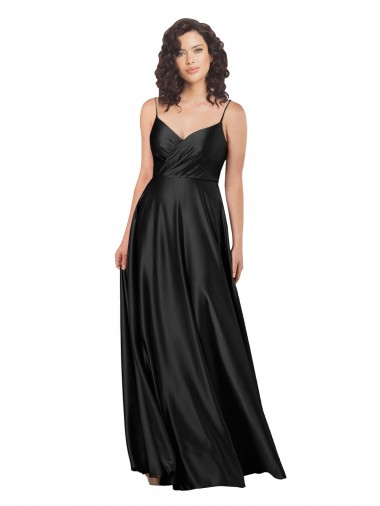 Sleeveless Black Low Back A-Line V-Neck Formal Dress / Bridesmaid Dress Lincoln