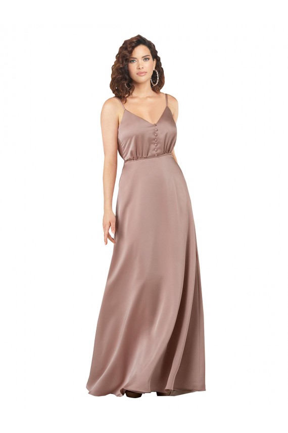 Sleeveless Dusty Pink A-Line V-Neck Formal Evening Gown / Bridesmaid Dress Lincoln