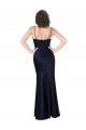 Sleeveless Dark Navy A-Line Cowl Neck Black Tie Evening Gown / Prom Dress / Bridesmaid Dress Lincoln