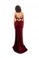 Sleeveless Burgundy Criss Cross Open Back Sheath Silk like Satin Cowl Neck Formal Evening Gown / Prom Dress / Bridesmaid Dress Lincoln