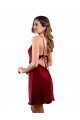 Sleeveless Burgundy Criss Cross Open Back Sheath Cowl Neck Formal Evening Gown / Prom Dress / Bridesmaid Dress Lincoln