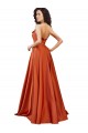 Sleeveless Burnt Orange Low Back A-Line Round Neck Formal Evening Gown / Prom Dress / Bridesmaid Dress Lincoln