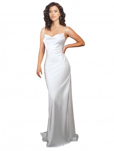 Sleeveless White Criss Cross Open Back Sheath Cowl Neck Beach Wedding Dresses Lincoln