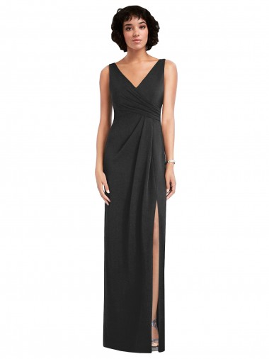 Sleeveless Black V-Back Sheath V-Neck Formal Evening Gown / Prom Dress / Bridesmaid Dress Lincoln