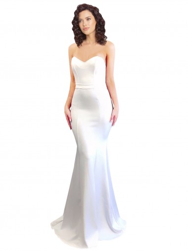 Sleeveless White Low Back Mermaid Sweetheart Formal Evening Gown / Prom Dress / Bridesmaid Dress Lincoln