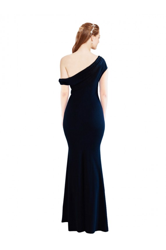 Sleeveless Dark Navy Mermaid One Shoulder Formal Evening Gown / Prom Dress / Bridesmaid Dress Lincoln