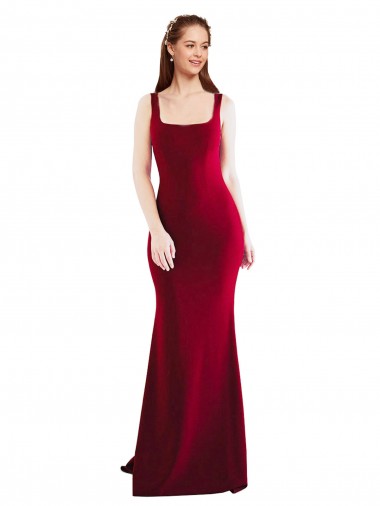 Sleeveless Burgundy Mermaid Square Neck Formal Evening Gown / Prom Dress / Bridesmaid Dress Lincoln