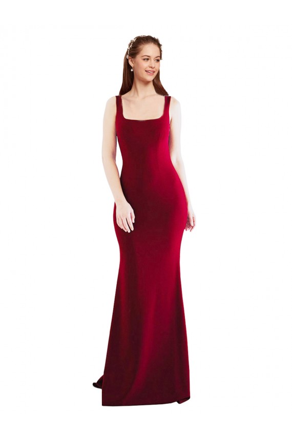 Sleeveless Burgundy Mermaid Square Neck Formal Evening Gown / Prom Dress / Bridesmaid Dress Lincoln