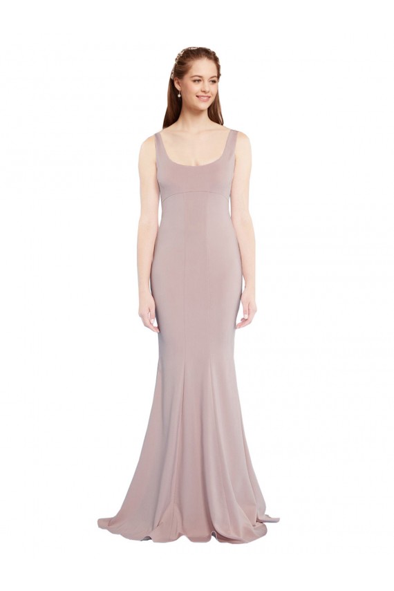 Cap Sleeves Dusty Pink Mermaid Scoop Neck Formal Evening Gown / Prom Dress / Bridesmaid Dress Lincoln