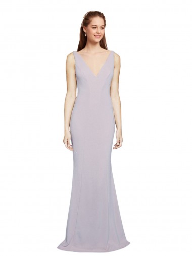 Sleeveless Arctic Lilac Keyhole Back Mermaid V-Neck Formal Evening Gown / Prom Dress / Bridesmaid Dress Lincoln