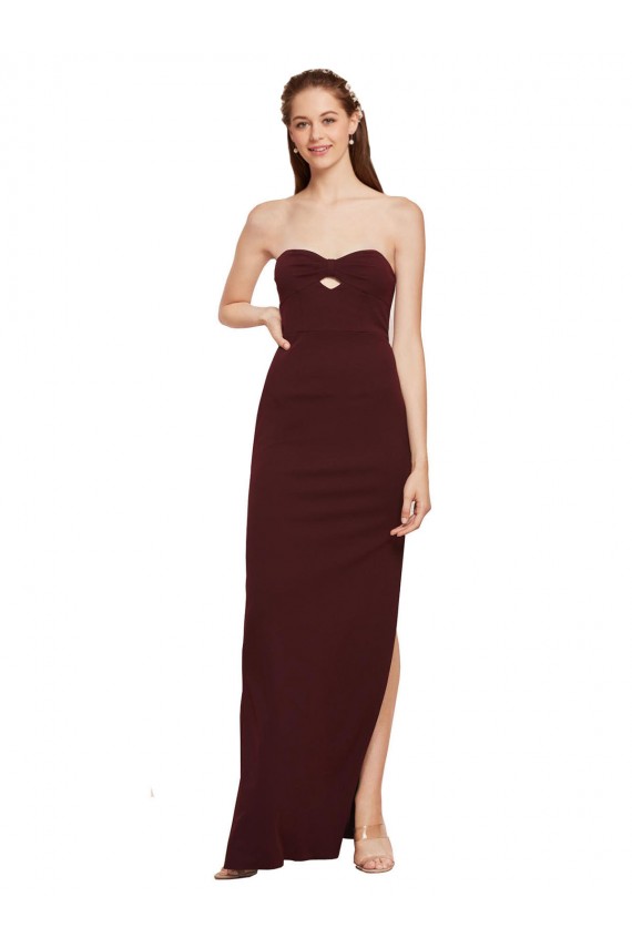 Sleeveless Burgundy Gold Sheath Strapless Formal Evening Gown / Prom Dress / Bridesmaid Dress Lincoln