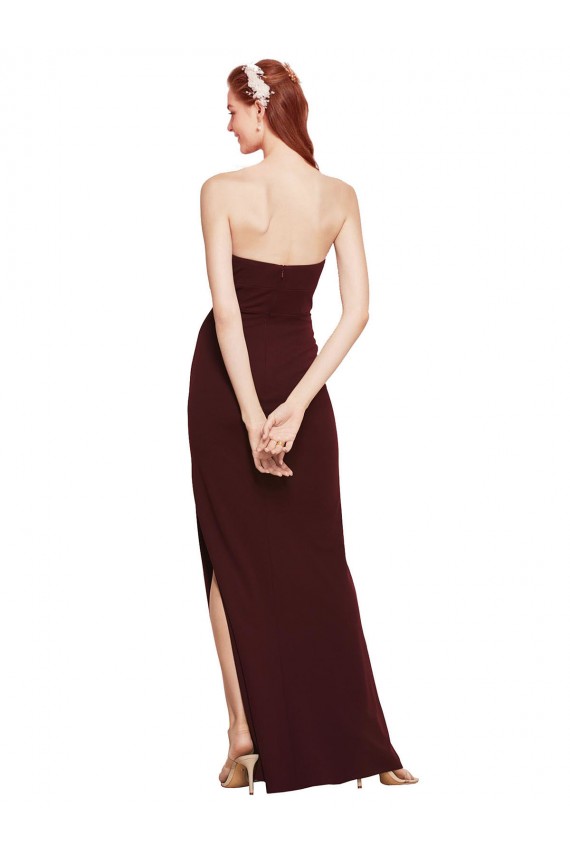 Sleeveless Burgundy Gold Sheath Strapless Formal Evening Gown / Prom Dress / Bridesmaid Dress Lincoln