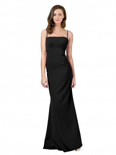 Sleeveless Black Open Back Sheath Spaghetti Straps Formal Evening Gown / Prom Dress / Bridesmaid Dress Lincoln