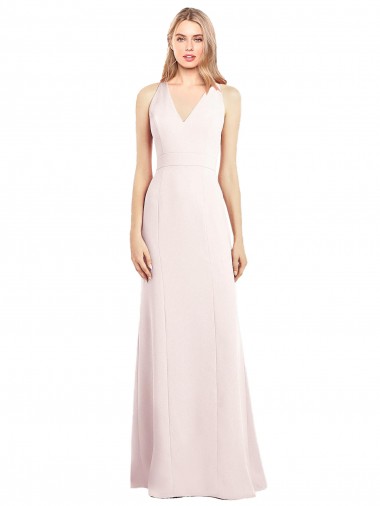 Sleeveless Pink Keyhole Back Trumpet V-Neck Semi Formal Evening Dress / Prom Dress / Bridesmaid Dress Lincoln