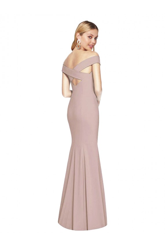 Sleeveless Dusty Pink Criss Cross Back Trumpet Off the Shoulder Semi Formal Evening Dress / Prom Dress / Bridesmaid Dress Lincoln