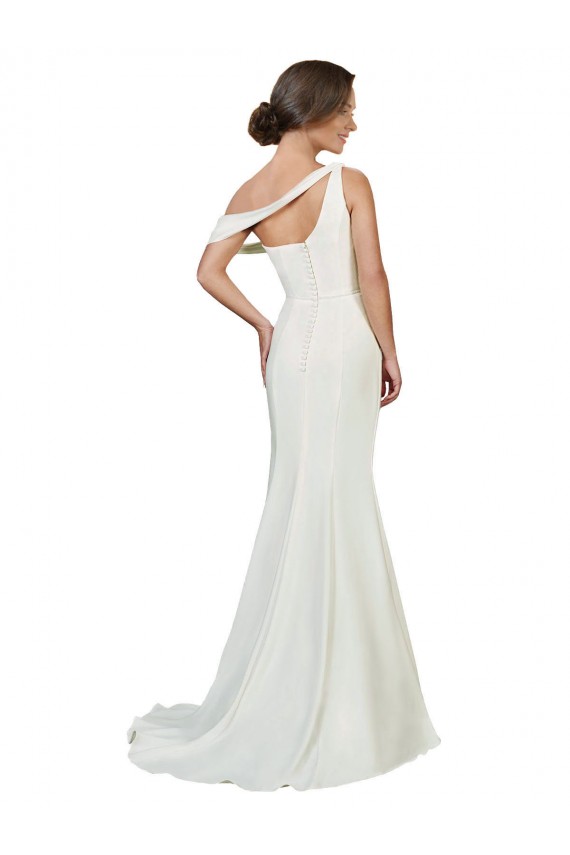 Sleeveless Ivory Sheath Stretch Crepe One Shoulder Formal Evening Gown / Prom Dress / Bridesmaid Dress Lincoln