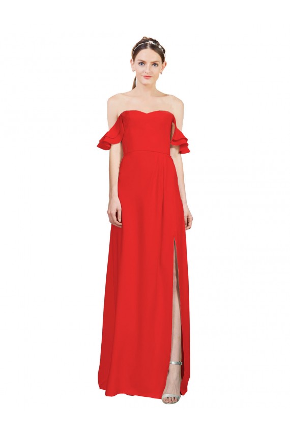 Sleeveless Red A-Line Off the Shoulder Formal Evening Gown / Prom Dress / Bridesmaid Dress Lincoln