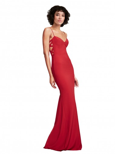 Sleeveless Red Mermaid Spaghetti Straps Bridesmaid Dress / Evening Dress Lincoln