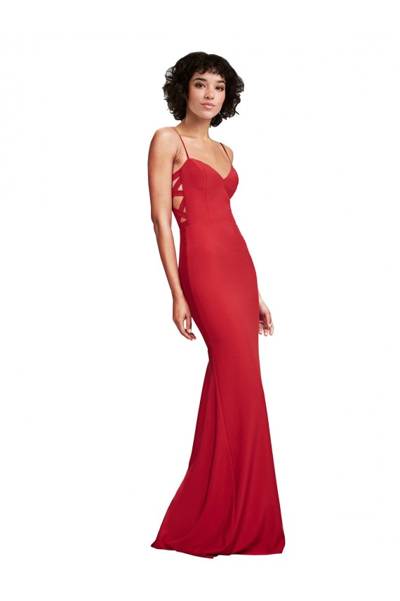 Sleeveless Red Mermaid Spaghetti Straps Bridesmaid Dress / Evening Dress Lincoln