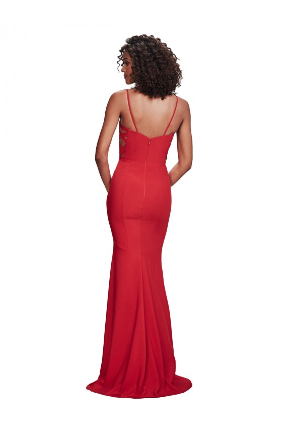 Sleeveless Red Mermaid Spaghetti Straps Bridesmaid Dress / Evening Dress Lincoln