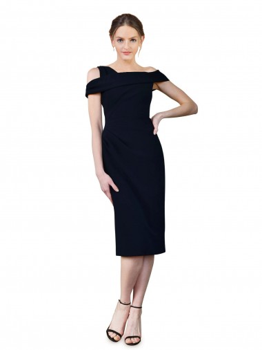 Sleeveless Dark Navy Mermaid Stretch Crepe Off the Shoulder Formal Evening Dress / Bridesmaid Dress Lincoln