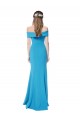 Sleeveless Peacock Blue Sheath Off the Shoulder Formal Dress / Bridesmaid Dress Lincoln