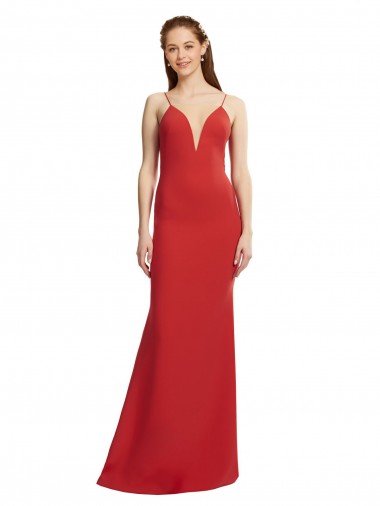 Sleeveless Red Open Back Mermaid Spaghetti Straps Formal Evening Gown / Prom Dress / Bridesmaid Dress Lincoln