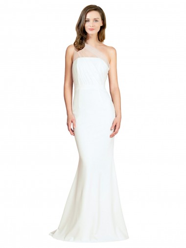 Sleeveless Ivory Mermaid One Shoulder Formal Evening Gown / Bridesmaid Dress Lincoln