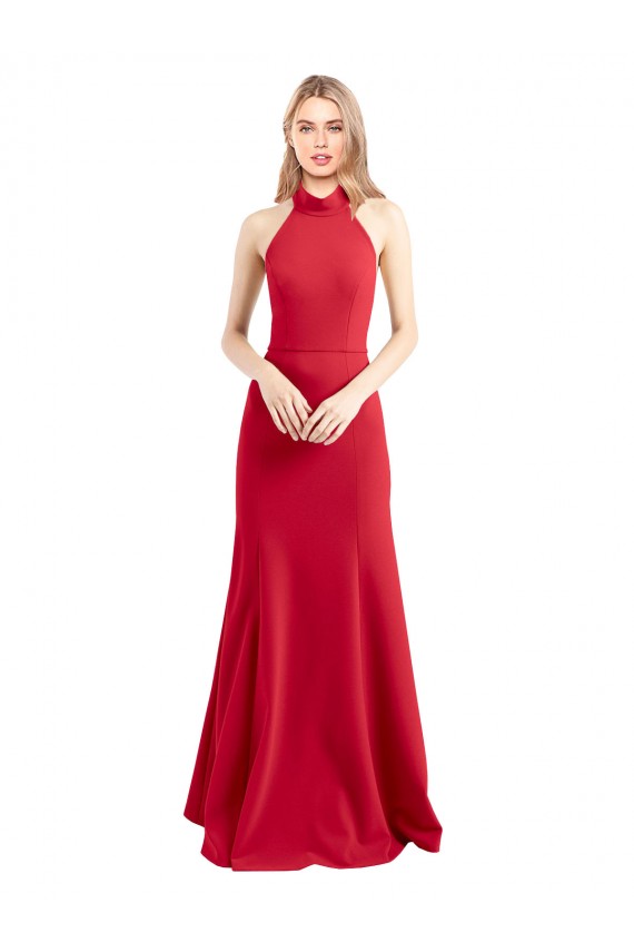 Sleeveless Red Open Back A-Line Halter Neck Formal Evening Gown / Prom Dress / Bridesmaid Dress Lincoln