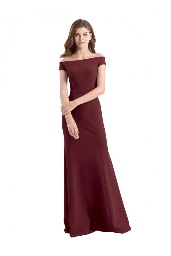 Sleeveless Burgundy Gold Sheath Off the Shoulder Prom Dress / Bridesmaid Dress Lincoln