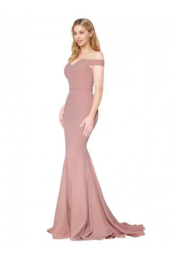 Sleeveless Dusty Pink Mermaid Off the Shoulder Formal Evening Gown / Prom Dress / Bridesmaid Dress Lincoln