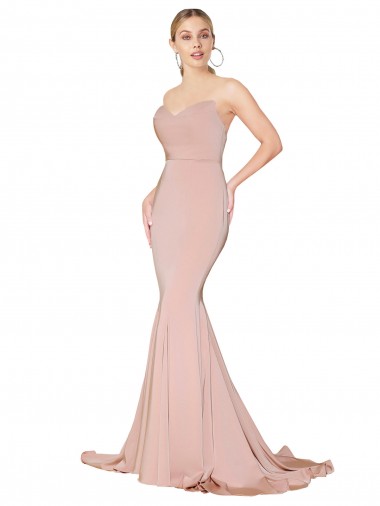 Sleeveless Mauve Low Back Mermaid Sweetheart Formal Dress / Bridesmaid Dress Lincoln