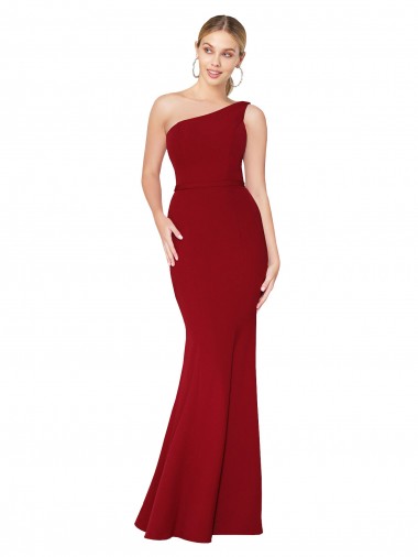 Sleeveless Burgundy Mermaid One Shoulder Formal Evening Gown / Prom Dress / Bridesmaid Dress Lincoln