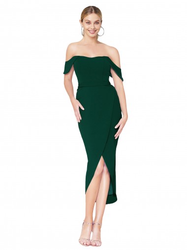 Sleeveless Midnight Green Mermaid Off the Shoulder High Low Evening Gown / Prom Dress / Bridesmaid Dress Lincoln