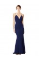 Sleeveless Navy Blue Open Back Mermaid Spaghetti Straps Formal Dress / Bridesmaid Dress Lincoln