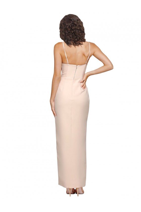 Sleeveless Nude Low Back Sheath Strapless Semi Formal Evening Dress / Prom Dress / Bridesmaid Dress Lincoln