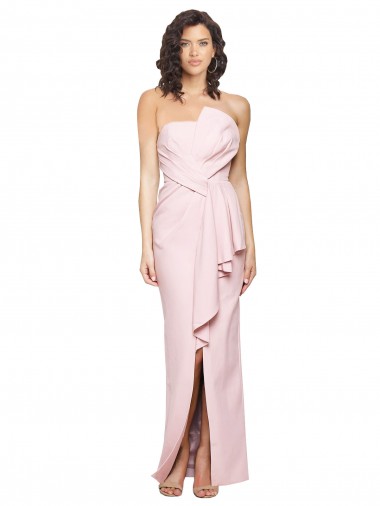 Sleeveless Pink Low Back Sheath Strapless Formal Dress / Bridesmaid Dress Lincoln