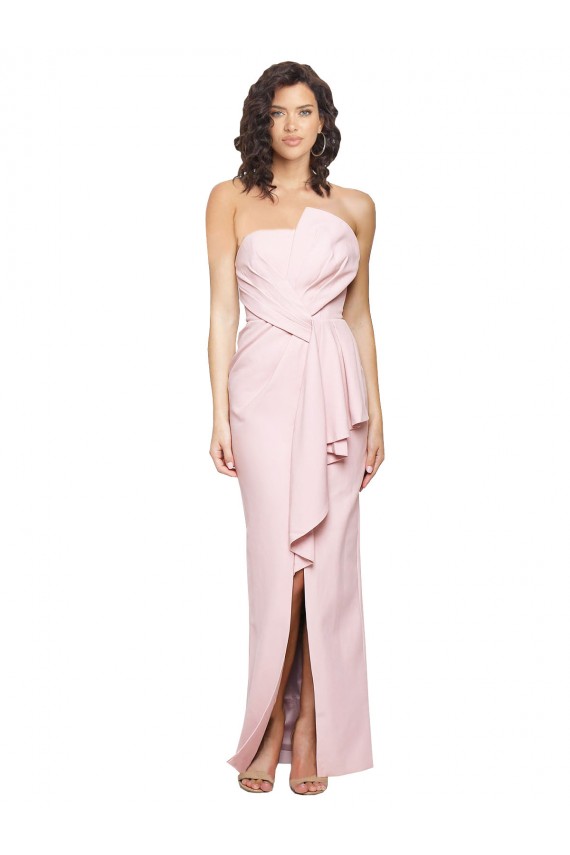 Sleeveless Pink Low Back Sheath Strapless Formal Dress / Bridesmaid Dress Lincoln