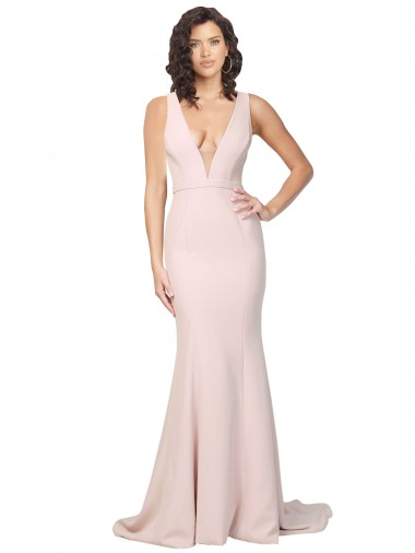 Sleeveless Pink V-Back Sheath V-Neck Black Tie Evening Gown / Prom Dress / Bridesmaid Dress Lincoln