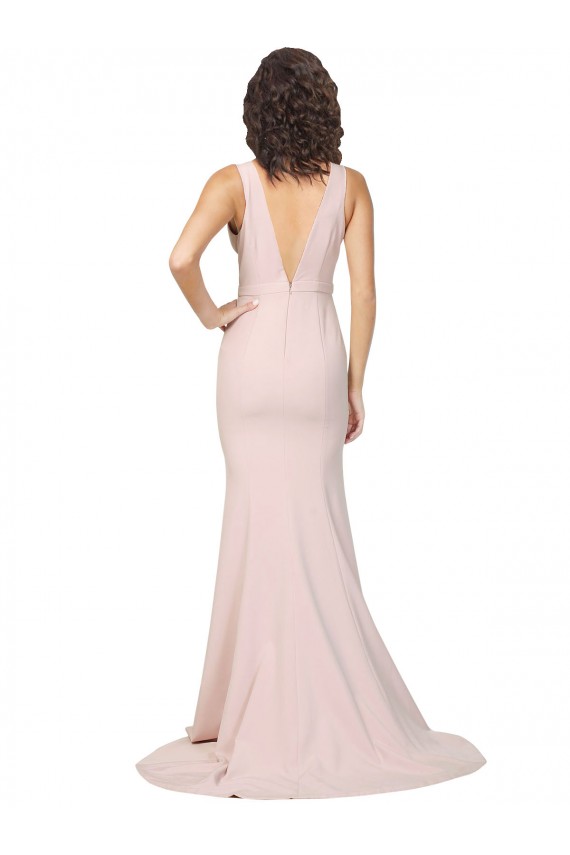 Sleeveless Pink V-Back Sheath V-Neck Black Tie Evening Gown / Prom Dress / Bridesmaid Dress Lincoln