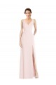 Sleeveless Pink Low Back A-Line V-Neck Black Tie Evening Dress / Prom Dress / Bridesmaid Dress Lincoln