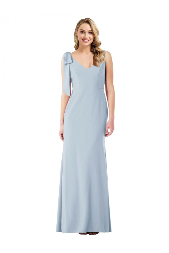 Sleeveless Light Sky Blue V-Back Trumpet V-Neck Semi Formal Evening Dress / Prom Dress / Bridesmaid Dress Lincoln