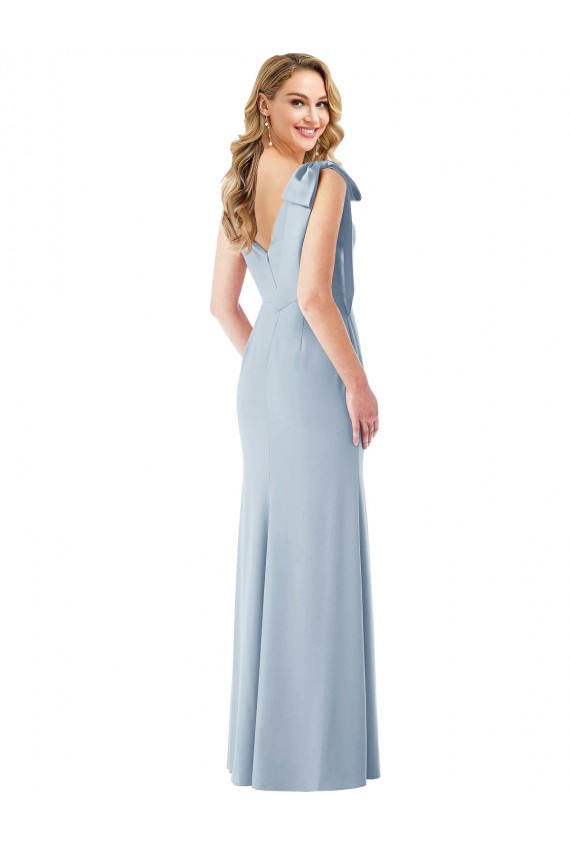 Sleeveless Light Sky Blue V-Back Trumpet V-Neck Semi Formal Evening Dress / Prom Dress / Bridesmaid Dress Lincoln