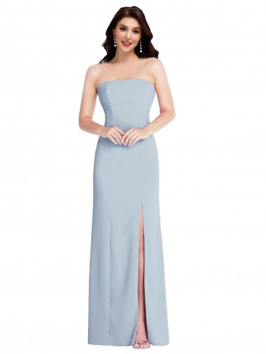 Sleeveless Light Sky Blue Low Back A-Line Strapless Formal Evening Gown / Prom Dress / Bridesmaid Dress Lincoln