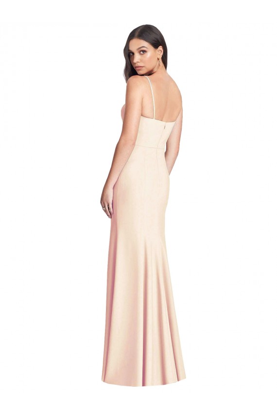 Sleeveless Nude Trumpet Spaghetti Straps Semi Formal Evening Dress / Prom Dress / Bridesmaid Dress Lincoln