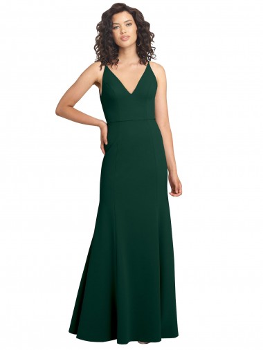 Sleeveless Midnight Green V-Back A-Line V-Neck Formal Dress / Bridesmaid Dress Lincoln