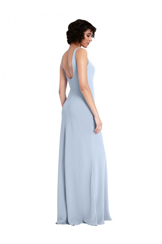 Sleeveless Light Sky Blue Sheath Square Neck Prom Dress / Bridesmaid Dress Lincoln