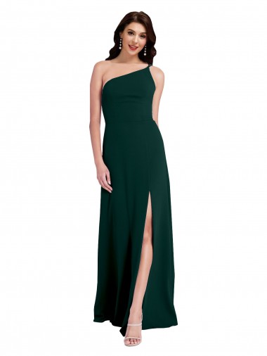 Sleeveless Midnight Green Open Back A-Line One Shoulder Formal Evening Gown / Prom Dress / Bridesmaid Dress Lincoln