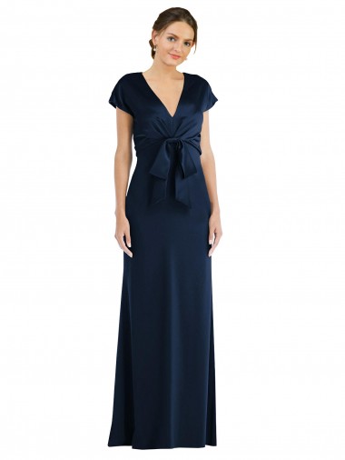 Cap Sleeves Dark Navy Keyhole Back Trumpet Off the Shoulder Formal Evening Gown / Prom Dress / Bridesmaid Dress Lincoln